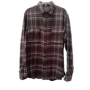 Polo Ralph Lauren Mens Gray Black Plaid Long Sleeve Flannel Shirt Large